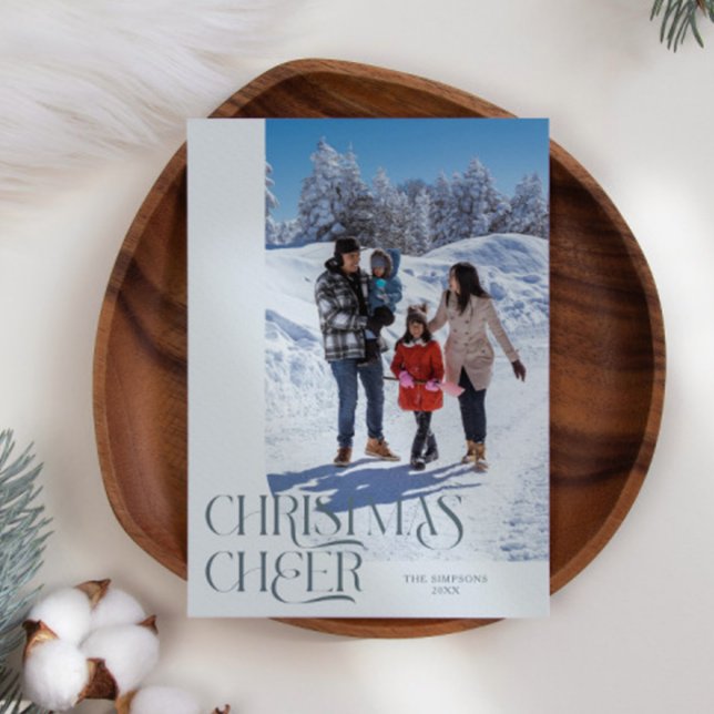 Jul Cheer Elegant Slate Blue jul Photo Julkort (Skapare uppladdad)