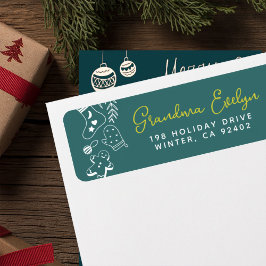 Jul Cheer Grönt Helgdag Baking Adress Returadress Etikett