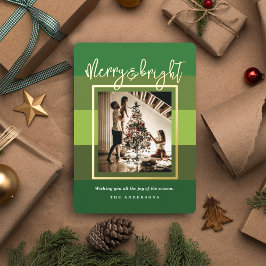 Jul Cheer Grönt Rand Helgdag Foil Card