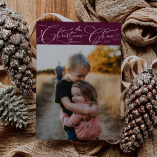 Jul Cheer Script Cranberry Jul Photo Julkort