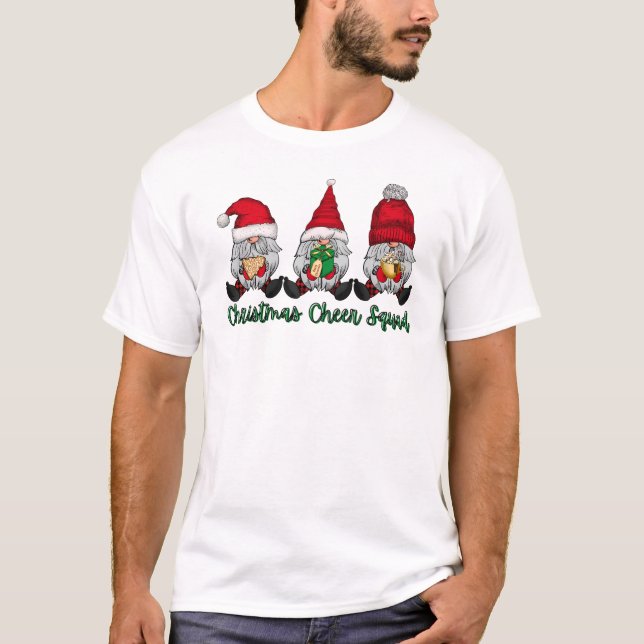 Jul Cheer Squad gnomes cookie presentcoca röd T Shirt (Framsida)