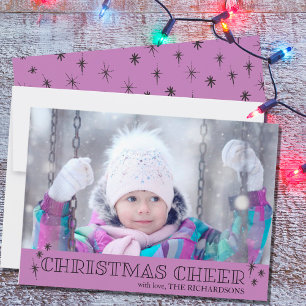 Jul Cheer Stars Lavender Photo Julkort