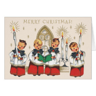 Jul Cheerful choirboys sjunger sång Card Hälsningskort