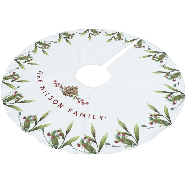 Jul Cherry Helgdag, vattenfärg Julgransmatta Borstad Polyester (Vinklad)