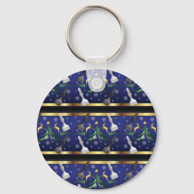 Jul Chess Delarare - Snöflingor Julafton Träd Nyckelring (Framsida)