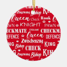 Jul Chess Player Red and White Julgransprydnad Keramik