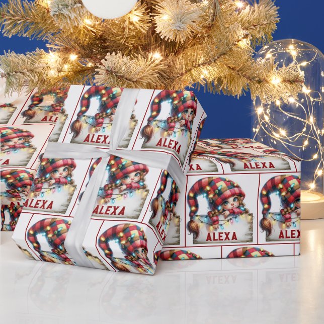 Jul Chibi Gnome med eget namn Presentpapper (Helgdagar)