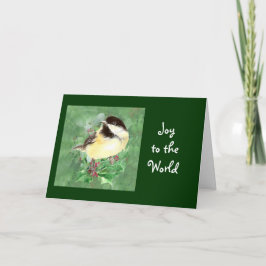 Jul Chickadee Bird & Holly Bible Scripture Helgkort