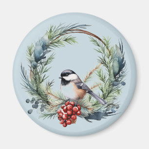 Jul Chickadee Bird in WAN Art Magnet