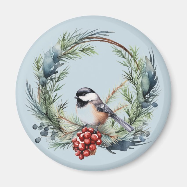 Jul Chickadee Bird in WAN Art Magnet (Framsidan)