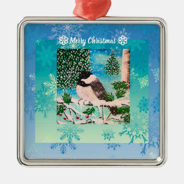 Jul Chickadee Chatter Julgransprydnad Metall (Framsidan)