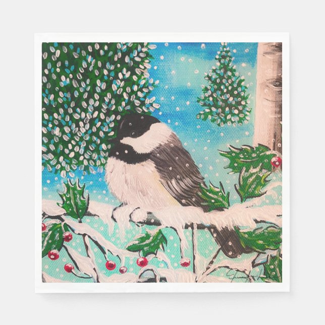 Jul Chickadee Chatter Napkins Pappersservett (Framsidan)