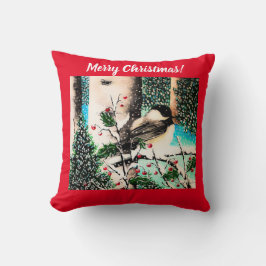 Jul Chickadee Chatter Red Pillow Kudde