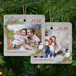 Jul Chickadee Rustic Family 2 Foto Julgransprydnad Keramik