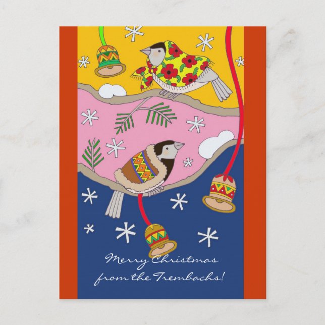 Jul Chickadees av Vera Trembach Helg Vykort (Framsida)