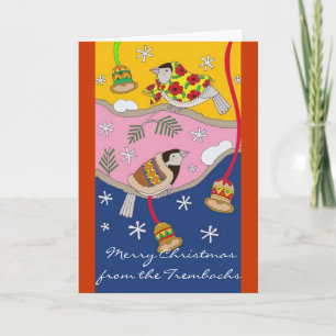 Jul Chickadees av Vera Trembach Helgkort