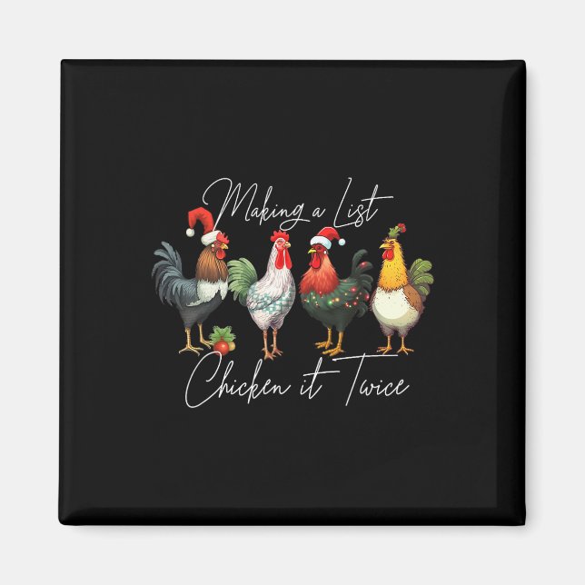 Jul Chicken Älskare Julafton Santa Hat Light Funny Magnet (Framsidan)