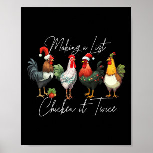 Jul Chicken Älskare Julafton Santa Hat Light Funny Poster