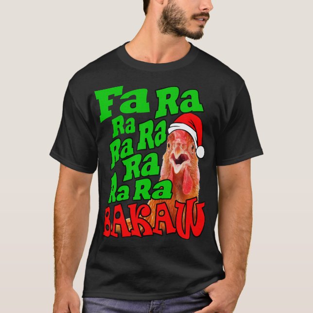 Jul Chicken Caroling Fa Ra Ra Ugly jul T Shirt (Framsida)