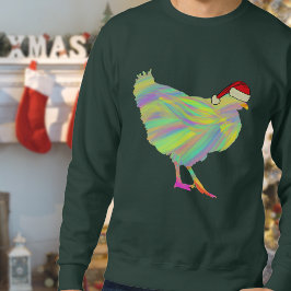 Jul Chicken Funny Psychedelic Hen Humor Lång Ärmad Tröja