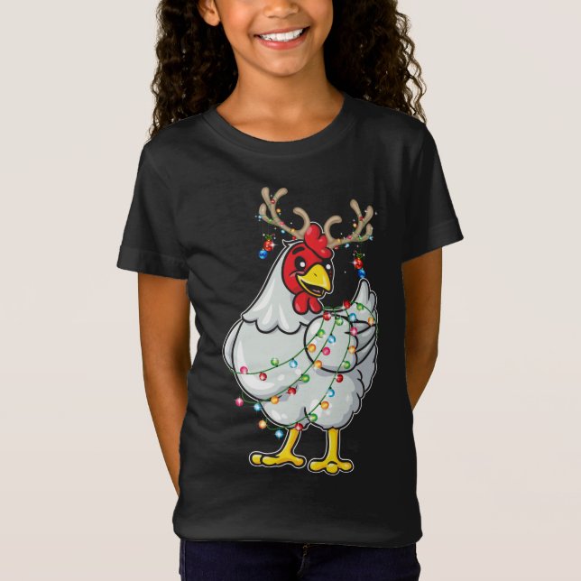 Jul Chicken Reindeer Antlers Ljus Pajama F T Shirt (Framsida)