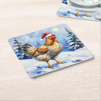 Jul Chicken Underlägg Papper Kvadrat