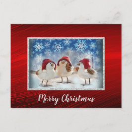 Jul Chickens Snö Watercolor jul Vykort