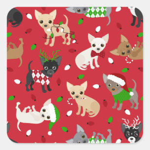 Jul Chihuahua Alla Jackar Square Sticker Fyrkantigt Klistermärke