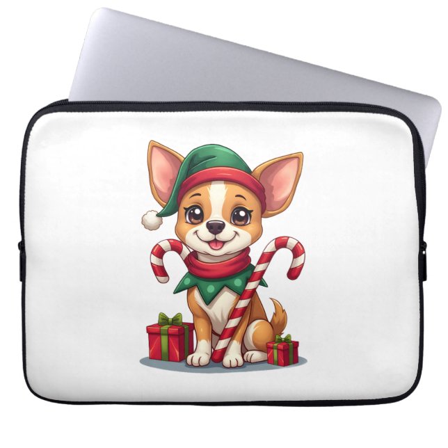 Jul Chihuahua Glädje Laptop Fodral (Framsidan)