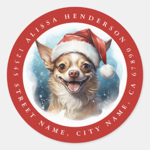 Jul Chihuahua Hund Round Stickers Runt Klistermärke