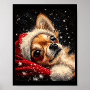 Jul Chihuahua På En Långärmad Poster