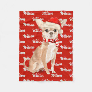 Jul Chihuahua Santa Hund's Namn Fleecefilt