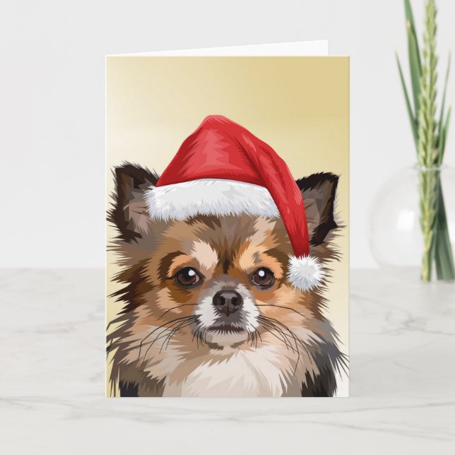 Jul-Chihuahua-valp med tomtehatt Kort (Framsida)