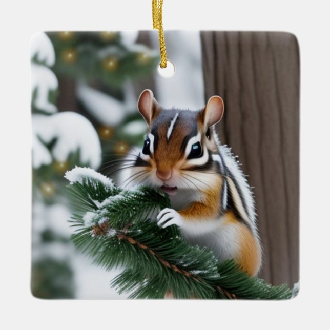 Jul Chipmunk Julgransprydnad Keramik (Framsida)