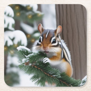 Jul Chipmunk Papper Underlägg Kvadrat