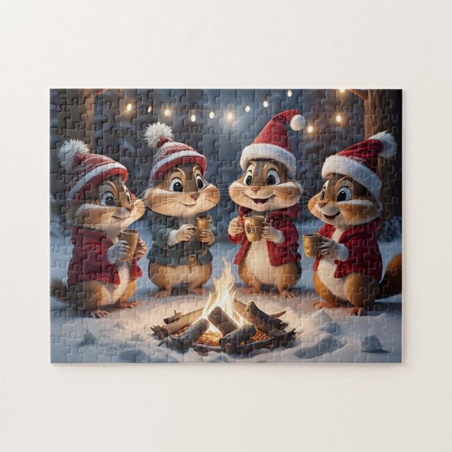 Jul Chipmunks Puzzle Pussel (Horisontell)