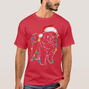 Jul Chow Chow Hund JULAFTON Ljus Santa Hat Funn T Shirt