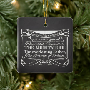 Jul Christian Chalkboard Bible Scripture Julgransprydnad Keramik