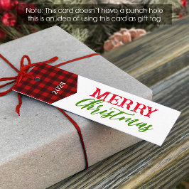 Jul/Christmas Buffalo Plaid Presentetiketter 1 x 3 Mini Visitkort