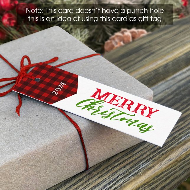 Jul/Christmas Buffalo Plaid Presentetiketter 1 x 3 Mini Visitkort (Skapare uppladdad)