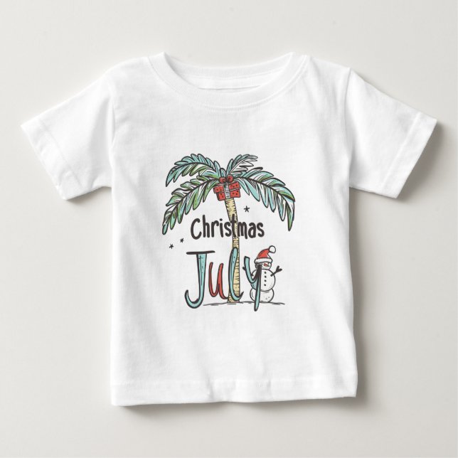 Jul Christmas Tropisk Snöman Semesterdesign T Shirt (Framsida)
