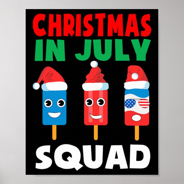 Jul Christmas Trupp Crew Söta Isstickor I Tomtehat Poster (Framsidan)