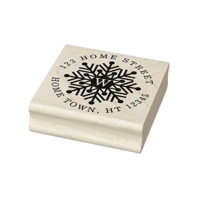 Jul Cirkulär Monogram Snöflinga Returadress Stämpel (Stämpel)
