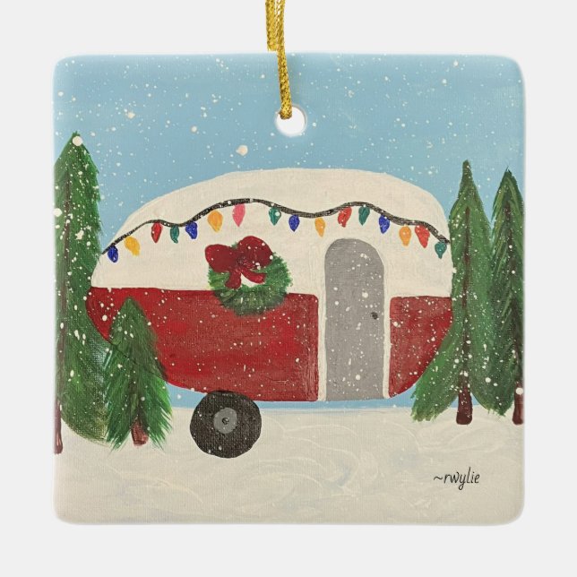 Jul Cirkusvagn på Julen Julgransprydnad Keramik (Framsida)