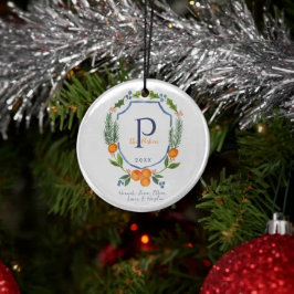 Jul Citrus Botanical Blommigt | Helgdag Photo Julgransprydnad Keramik