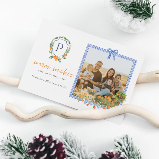 Jul Citrus Botanical Blommigt | Helgdag Photo Julkort (Skapare uppladdad)