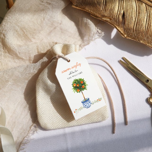 Jul Citrus Botanical Blommigt Presentetikett (Skapare uppladdad)