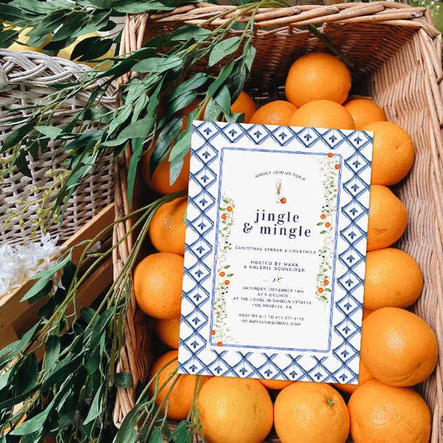 Jul Citrus Botanical Blommigt Tiles | HELGDAG Inbjudningar (Skapare uppladdad)