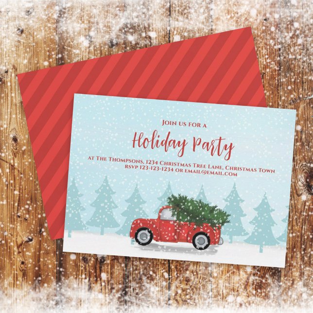 Jul Classic Red Lastbil Party Inbjudningar (Skapare uppladdad)