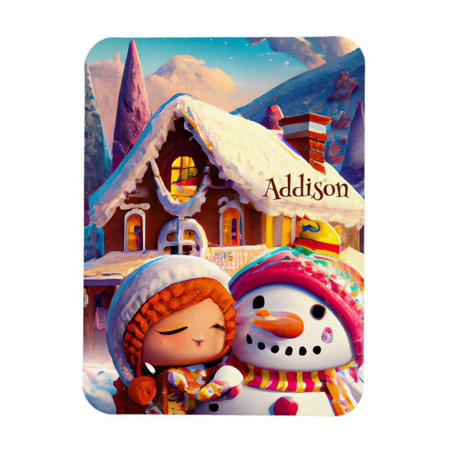 Jul Clay Playday Gingerbröd Snögubbe Winter Magnet (Vertikal)